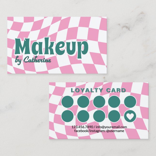 Carte de fidélité Salon Rétro rose (Devant / Derrière)
