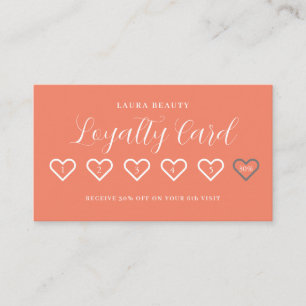 Carte De Fidélité Saumon rose élégant minimaliste amour du coeur