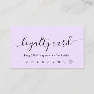 Carte De Fidélité Script Calligraphie Pastel Purple Loyalty Card