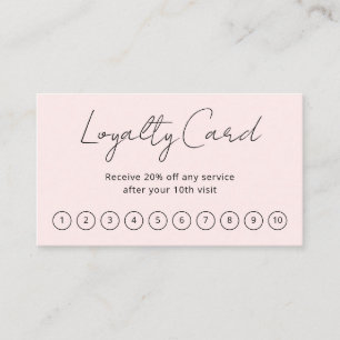 Carte De Fidélité Script Simple Élégant Minimaliste Blush Pink Moder
