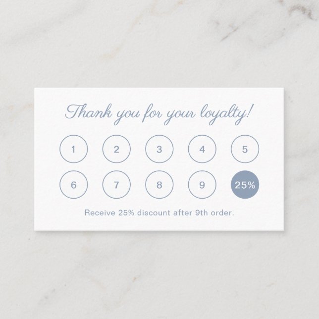 Carte De Fidélité Script simple élégant Monogramme Dusty Blue (Devant)