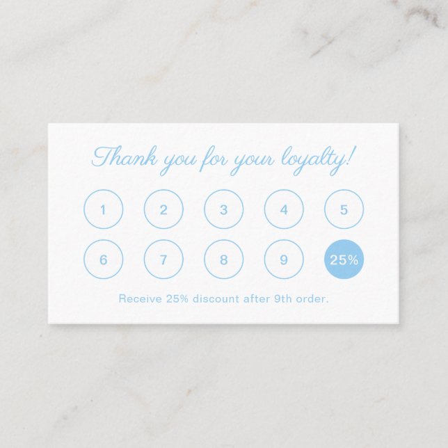 Carte De Fidélité Script simple élégant Monogramme mignon bébé bleu (Devant)