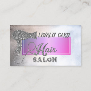 Carte De Fidélité Sèche-cheveux argenté élégant professionnel, Cœurs