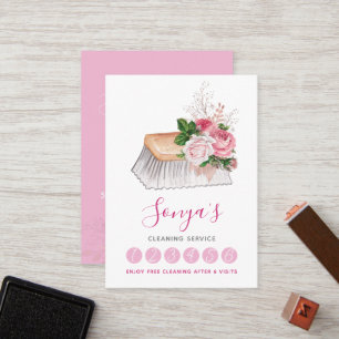Carte De Fidélité Service de nettoyage Aquarelle Brosse de nettoyage