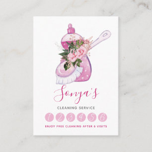 Carte De Fidélité Service de nettoyage Aquarelle Savon à plat rose