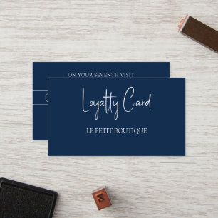 Carte de fidélité simple bleu marine pour client