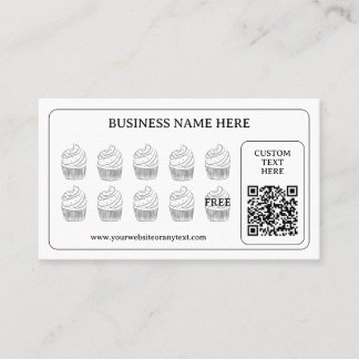 Carte De Fidélité Simple Cupcake QR Code Boulangerie Cadeau Café Bou
