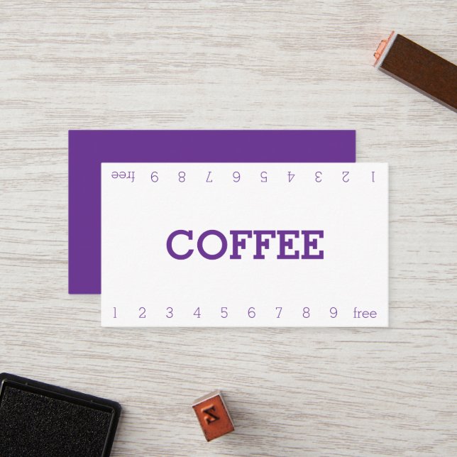Carte de Fidélité Simple Double Numéro pour Café (Devant/Arrière en situation)