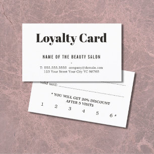 Carte de fidélité Simple Elegant Black White Beaut