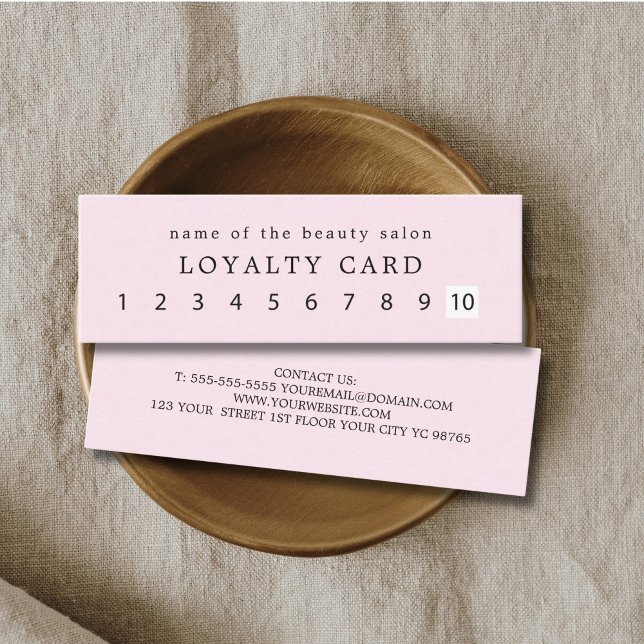 Carte De Fidélité Simple Elégant Rose Blanc Beauté Loyauté (Créateur téléchargé)