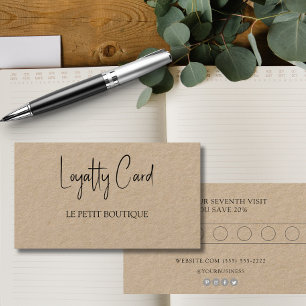 Carte de fidélité simple en Kraft pour client