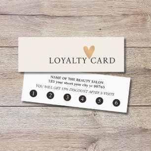 Carte De Fidélité Simple et élégant Pastel Blanc Faux Gold Heart