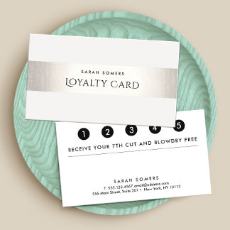 Carte De Fidélité Simple moderne FAUX Silver Strified Loyauté 5 Punc