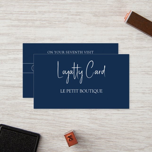 Carte de fidélité simple Navy Blue (Devant/Arrière en situation)