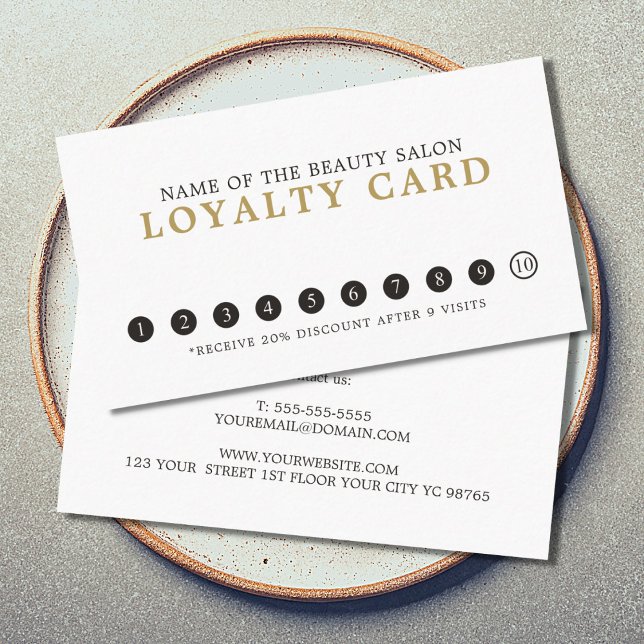 Carte De Fidélité Simple Plain Elegant Blanc Gris Beauté Loyauté (Créateur téléchargé)