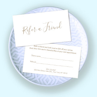 Carte De Fidélité Simple Script Blanc Recommander un ami