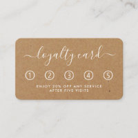 Carte de fidélité simple Script - Rustique Kraft