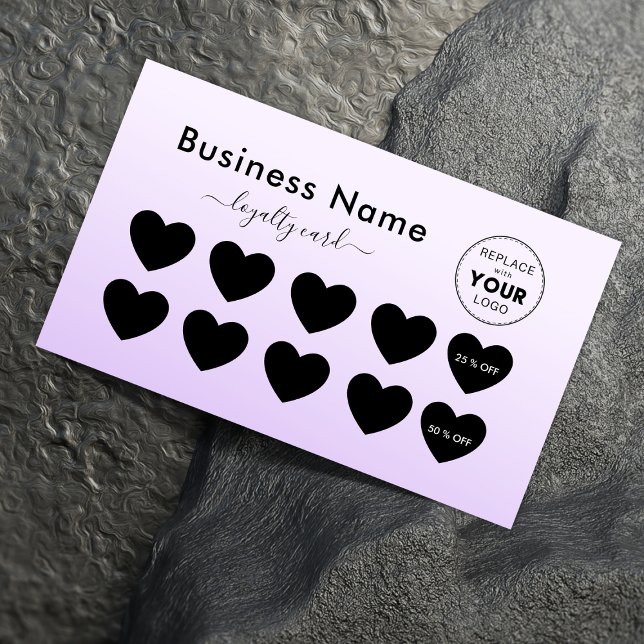 Carte De Fidélité Soft Purple Ombre Ajouter Logo Remise Minimale Fil (Créateur téléchargé)