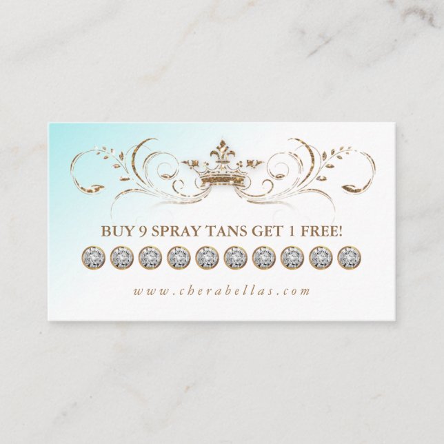 Carte De Fidélité Spray Tan Loyalty Card Diamonds Gold Parties scint (Devant)