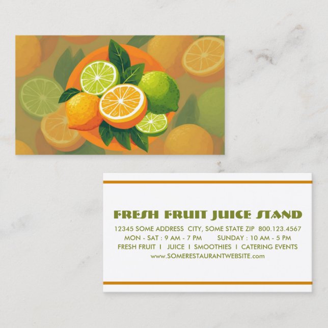 Carte De Fidélité stand de jus de fruits de citrons et de limettes (Devant / Derrière)