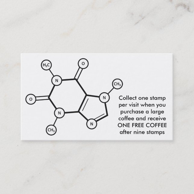 Carte De Fidélité structure moléculaire de la caféine (Devant)