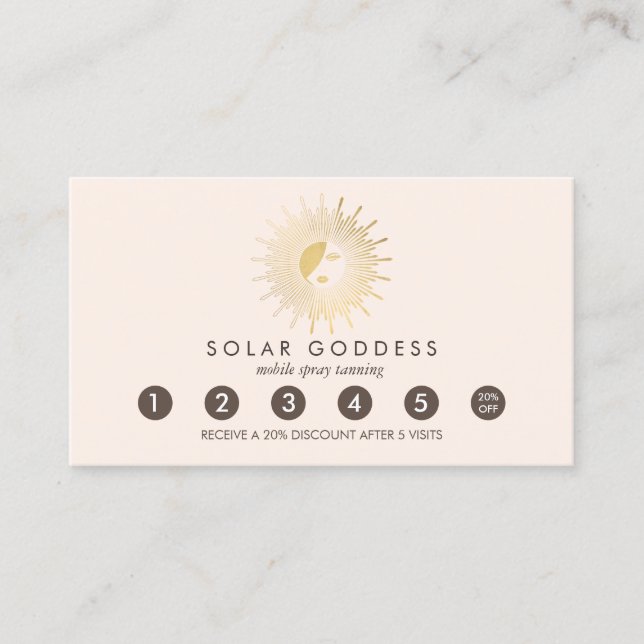 Carte De Fidélité Sun Goddess Girl Logo Spray Tanning Rose Loyauté (Devant)