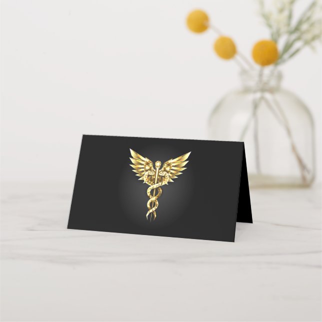 Carte De Fidélité Symbole caducée polygonal or (Devant)