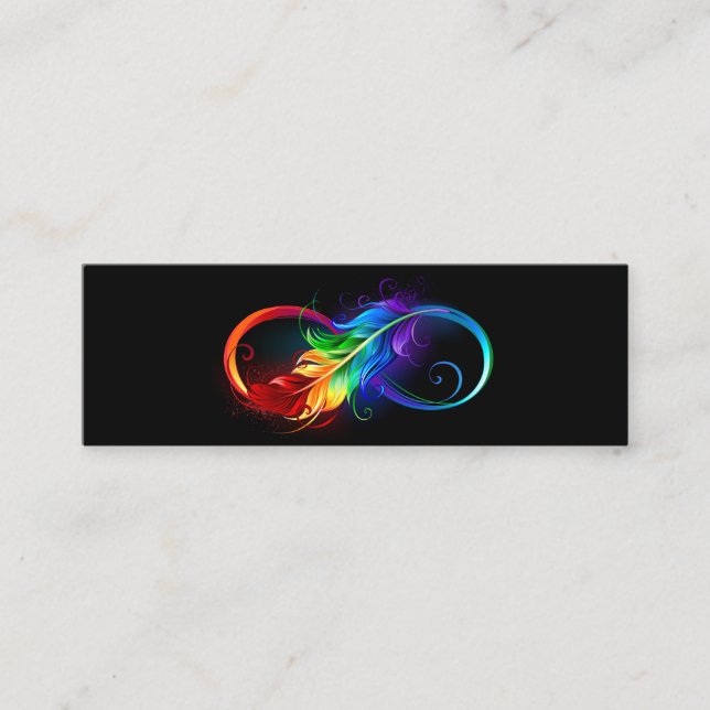 Carte De Fidélité Symbole d'infini avec plume arc-en-ciel (Devant)