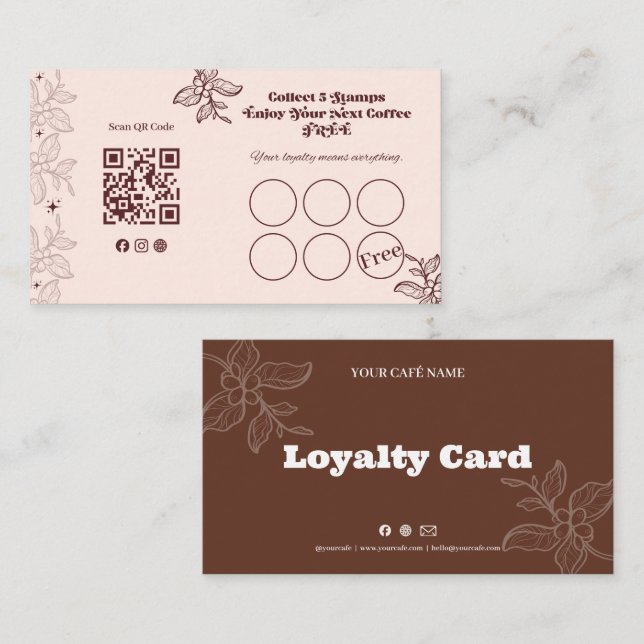 Carte de fidélité tamponnée Boho Coffee (Devant / Derrière)