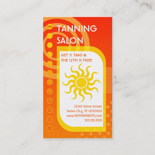 Carte De Fidélité tannage salon loyauté sunrise (Devant)