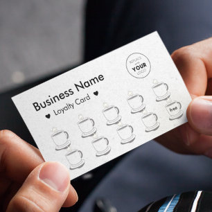 Carte De Fidélité Tasses à café en papier kraft gris Ajouter votre l