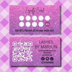 Carte De Fidélité Technicien de Parties scintillant Ombre Lash rose
