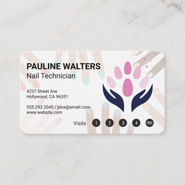 Carte De Fidélité Technicien en Manucure | Salon de Beauté (Devant)