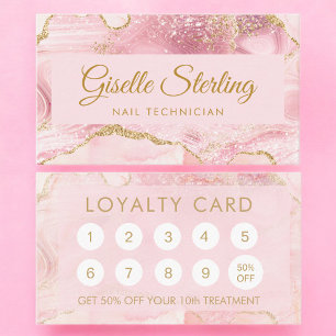 Carte De Fidélité Technicien en onglerie Marbre Agate Rose Gold