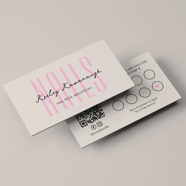 Carte De Fidélité Technicien en onglerie minimaliste Récompenses en  (Minimal Nail Technician Pink Sand Rewards Loyalty Card
)