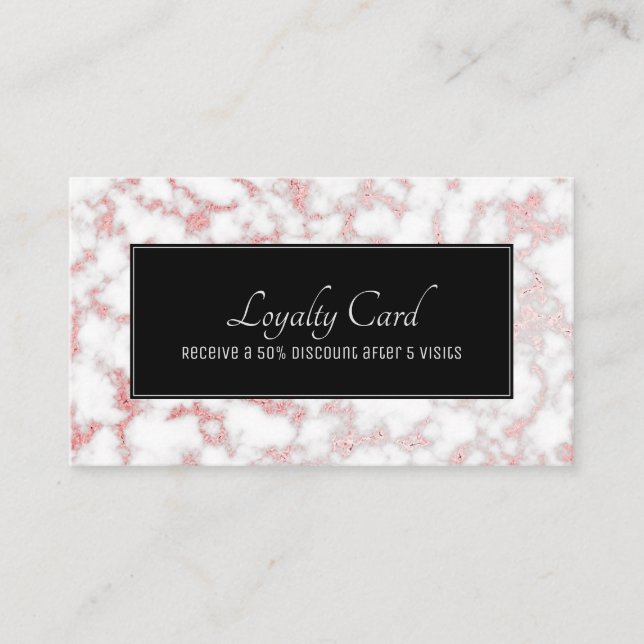 Carte De Fidélité Texture rose d'aluminium de marbre d'or (Devant)