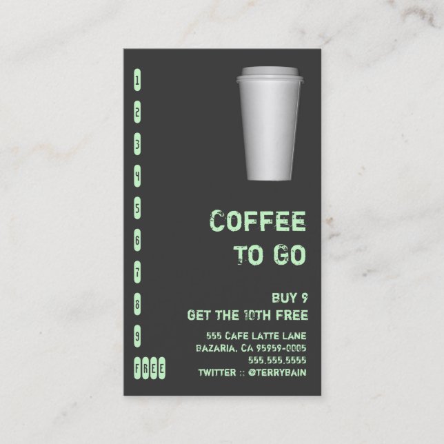Carte De Fidélité To Go Cup Drink Punchcard (Devant)