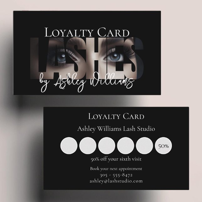 Carte De Fidélité Typographie moderne "LASHES by" lash artiste (Créateur téléchargé)