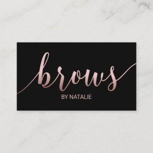 Carte De Fidélité Typographie Rose d'or de Brows Black Loyalty