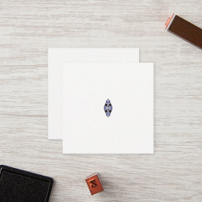 Carte De Fidélité un design de fleur bleue et noire (Devant/Arrière en situation)