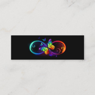 Carte De Fidélité Vibrant infinity with rainbow butterfly on black