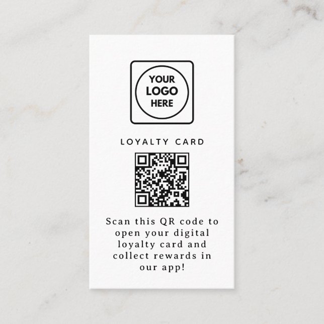 Carte De Fidélité Virtual QR | Custom Digital Reward Business Link (Devant)