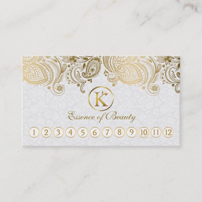 Carte de fidélité White & Gold Paisley Lace (Devant)