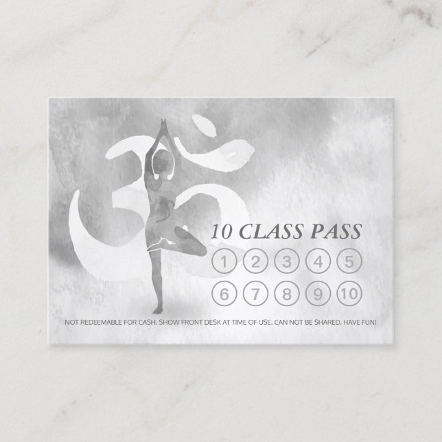 Carte De Fidélité YOGA 10 Classe Pass Rendez-vous méditation Pose Om (Devant)