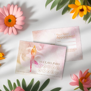 Carte De Fidélité YOGA 10 Classe Pass Rendez-vous méditation Pose Om