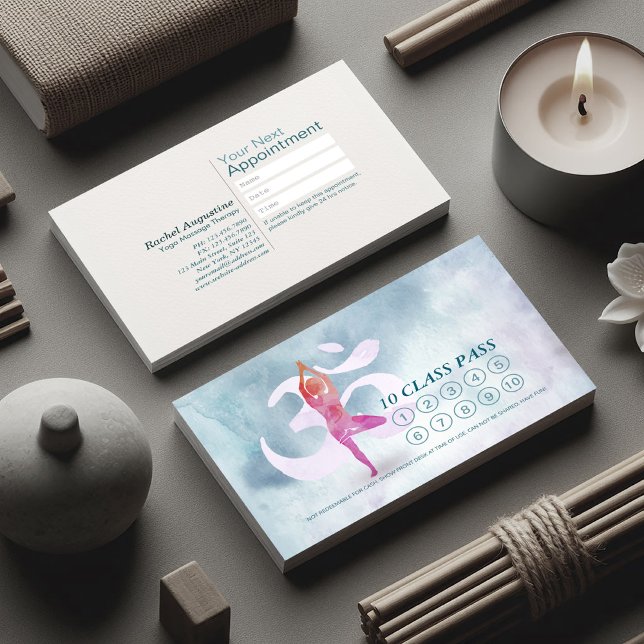 Carte De Fidélité YOGA 10 Classe Pass Rendez-vous méditation Pose Om (Créateur téléchargé)