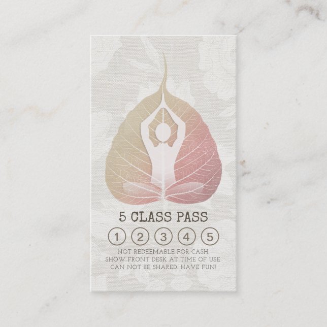 Carte De Fidélité Yoga Studio Classe Pass Méditation Pose Bodhi Leaf (Devant)