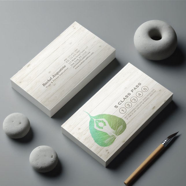 Carte De Fidélité Yoga Studio Classe Pass Méditation Pose Bodhi Leaf (Créateur téléchargé)