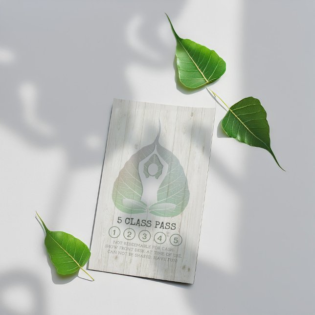 Carte De Fidélité Yoga Studio Classe Pass Méditation Pose Bodhi Leaf (Créateur téléchargé)