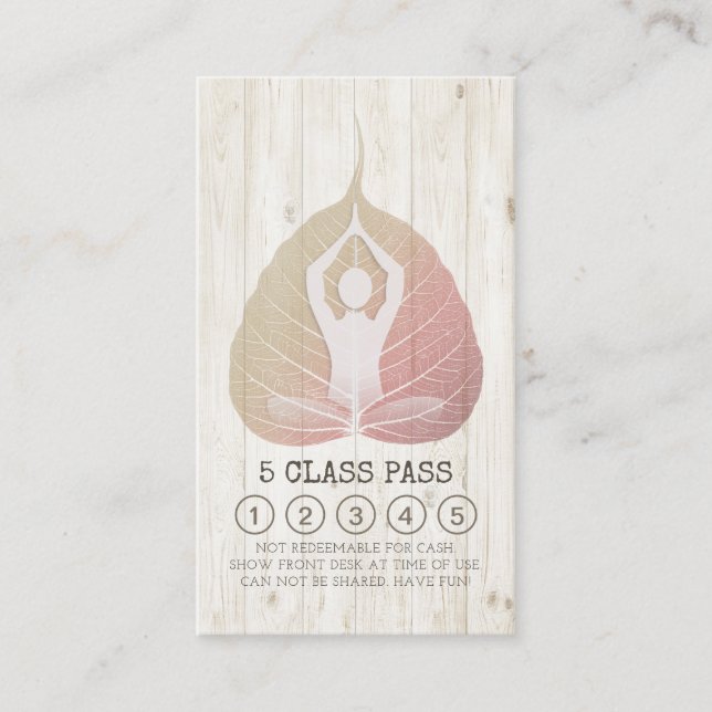Carte De Fidélité Yoga Studio Classe Pass Méditation Pose Bodhi Leaf (Devant)